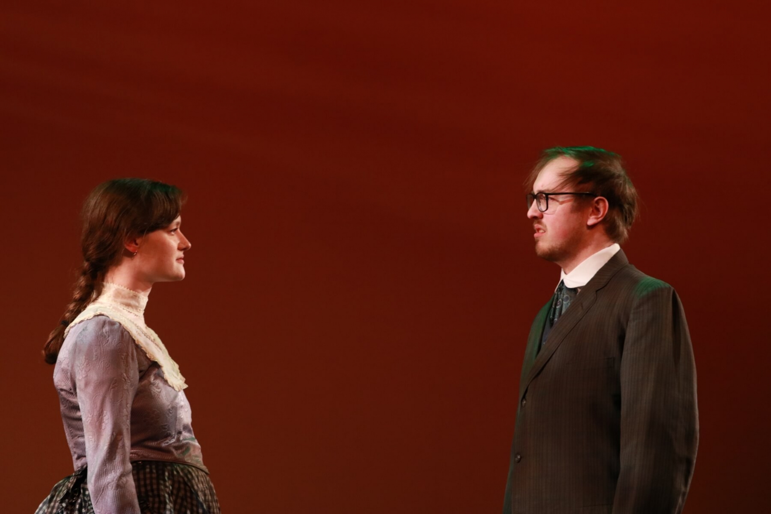 Tianna Masters performs as Dot with Alex Menec's George in excerpts from Sunday in the Park with George.