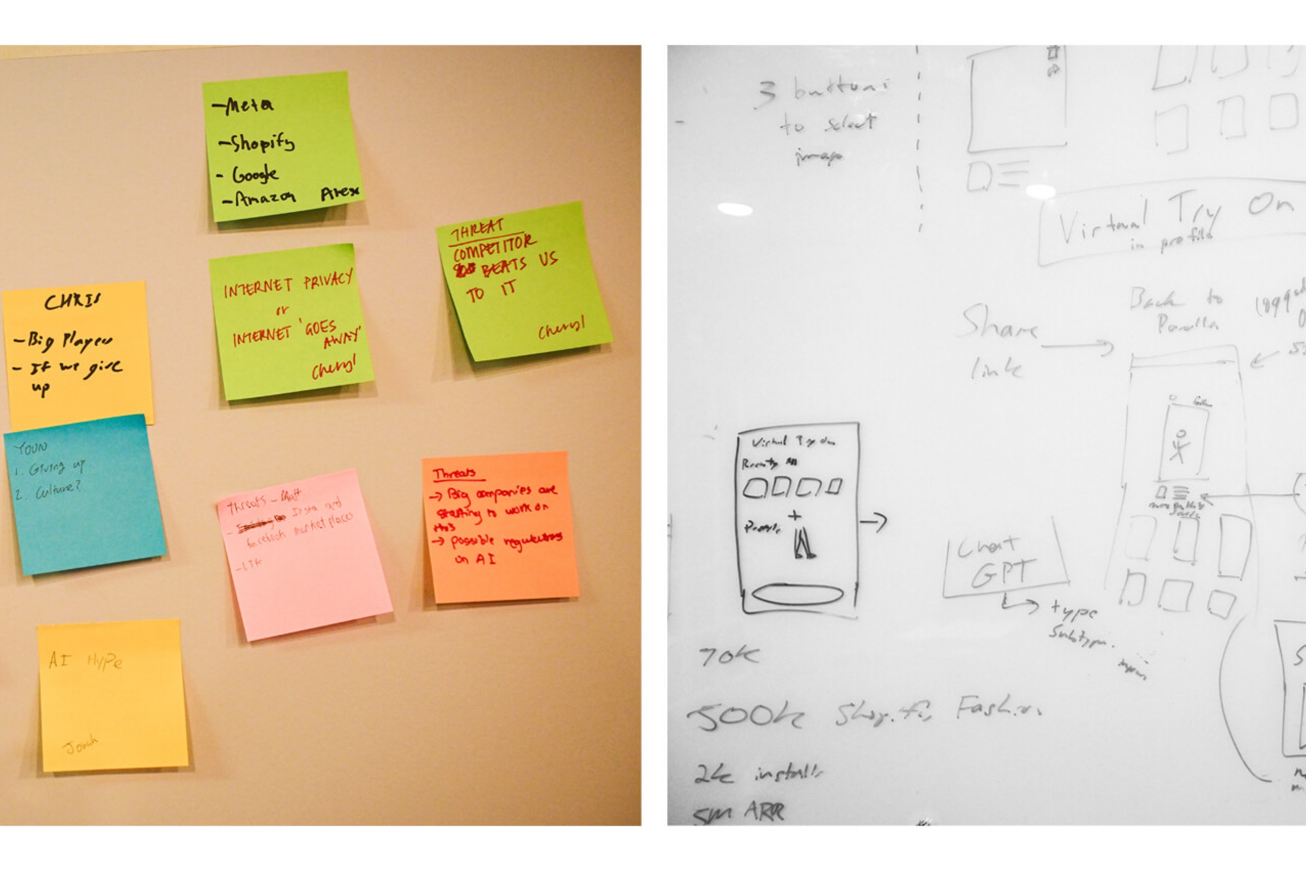 Sticky notes and whiteboard