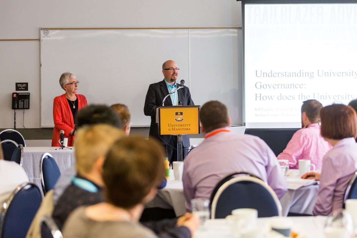 Jeff Leclerc and Archie Cooper present on “Understanding How the University Works: University Governance and Collegiality”