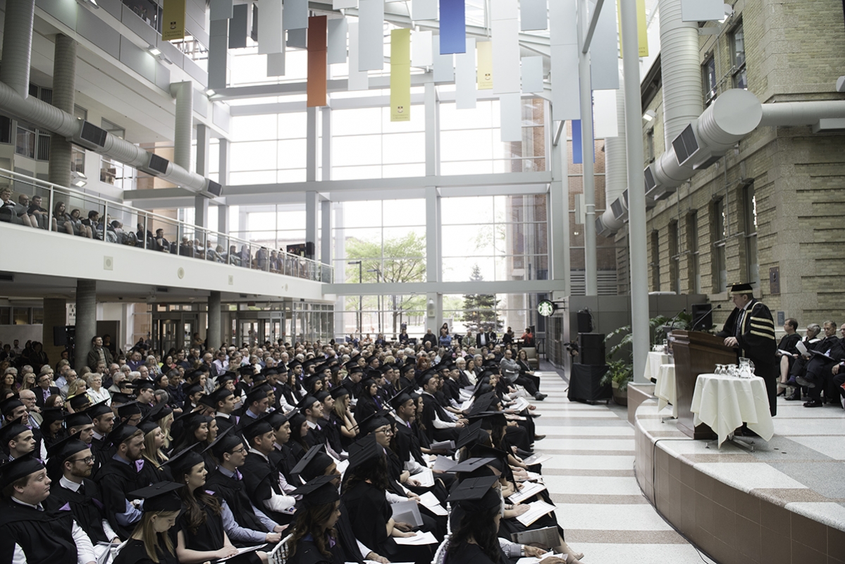 Convocation inside the Brodie Centre on May 12, 2016. // Photo by David Lipnowski