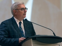University of Manitoba president David Barnard brings greetings during the opening ceremonies of Giga Maamaawii bimosemin/We Will Walk Together: A Conference for Truth and Reconciliation held on Monday, Sept. 26.