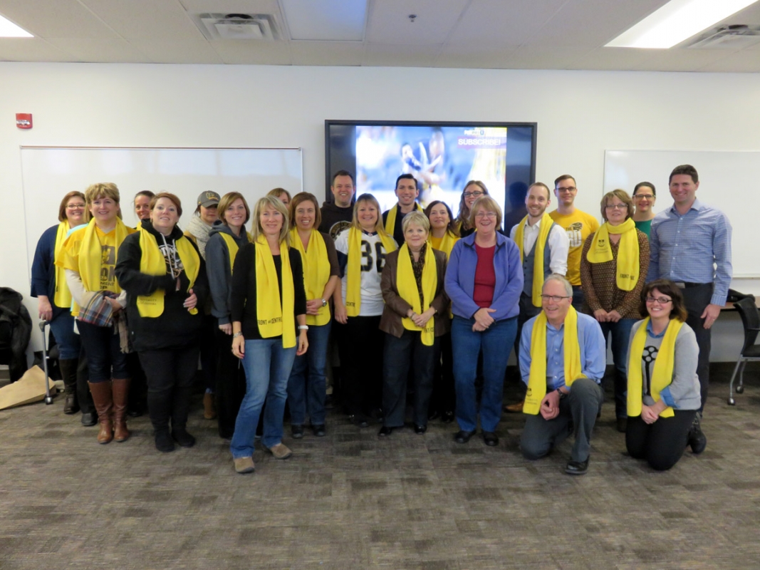 Human Resources staff hosted a pre-Grey Cup tailgate party in November 2015.