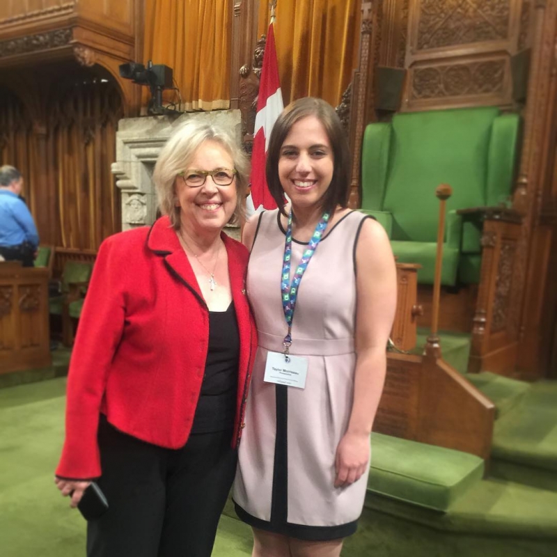 A woman's place is in The House, thank you to Elizabeth May for paving the way for the Daughters of the Vote /Taylor #umtakeover #umanitoba #daughtersofthevote