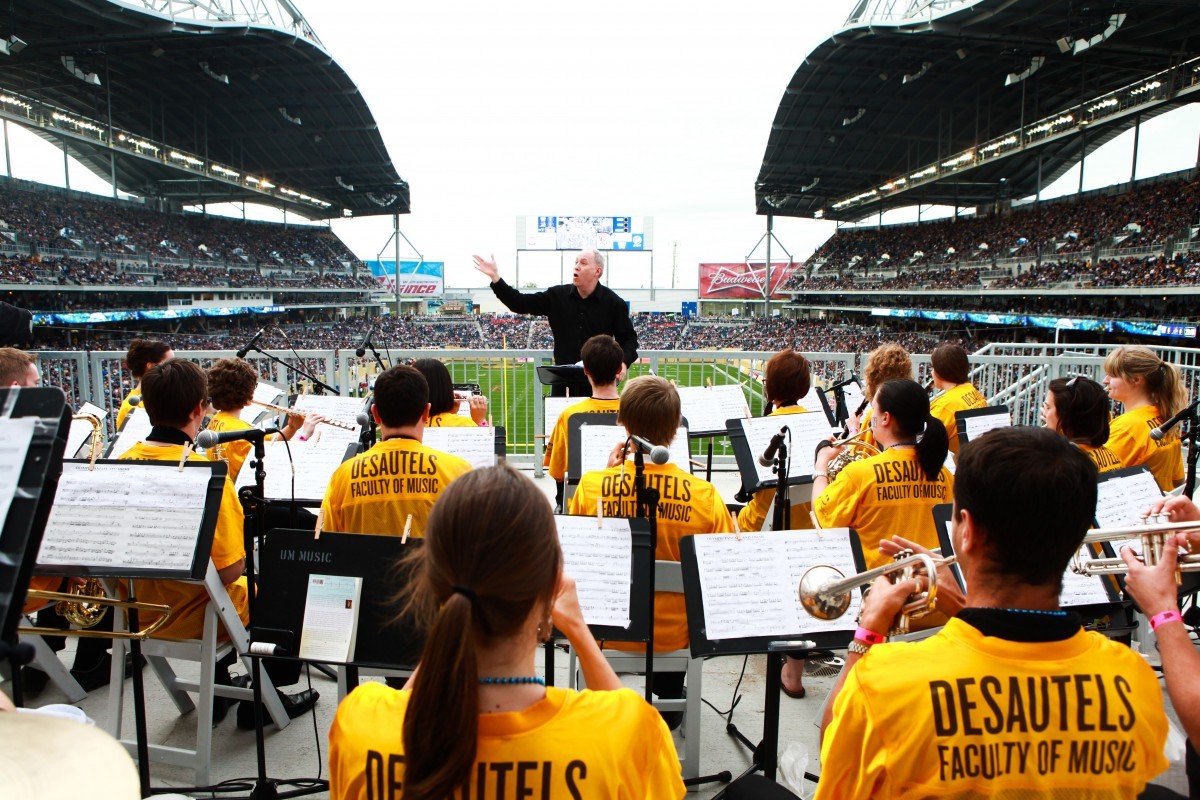 The 32-piece U of M concert band played the Winnipeg Blue Bombers' home opener.