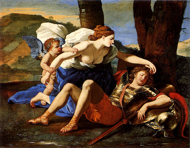 Armida falls in love with Rinaldo. Painting by Nicolas Poussin