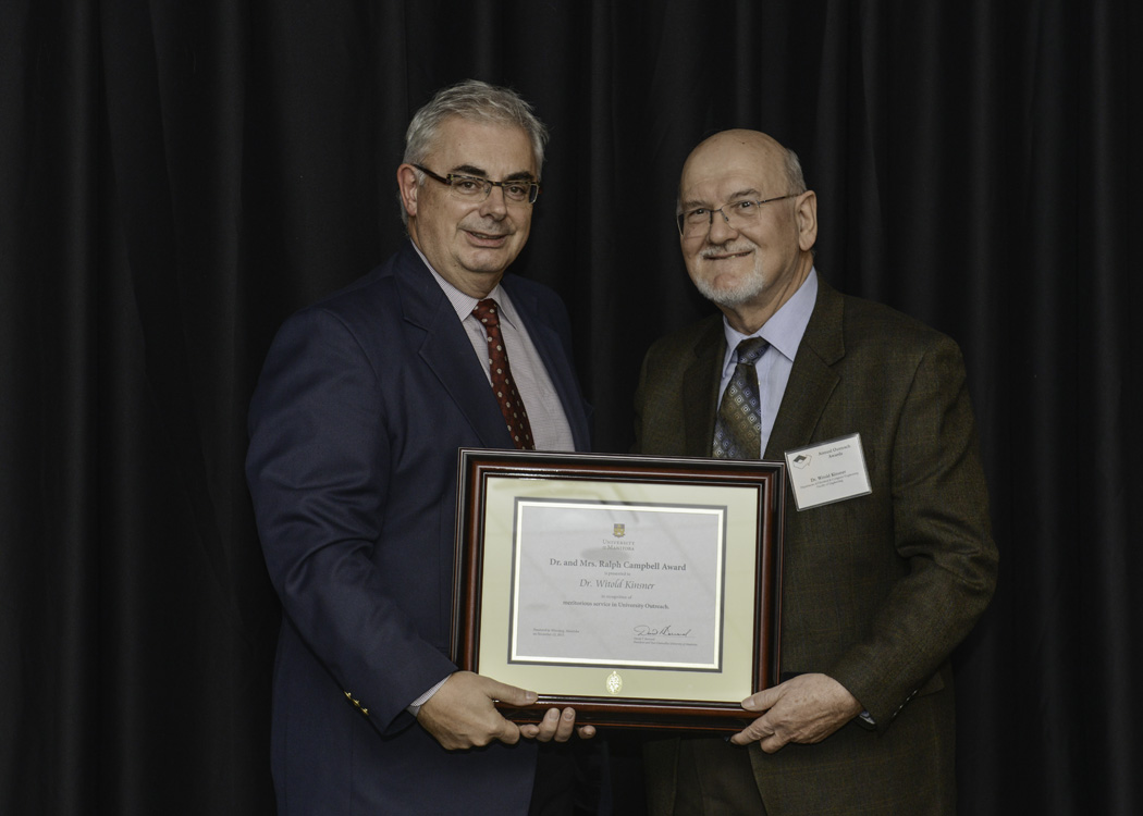 Witold Kinsner, Faculty of Engineering, was the recipient of the Dr. and Mrs. Ralph Campbell Outreach Award.