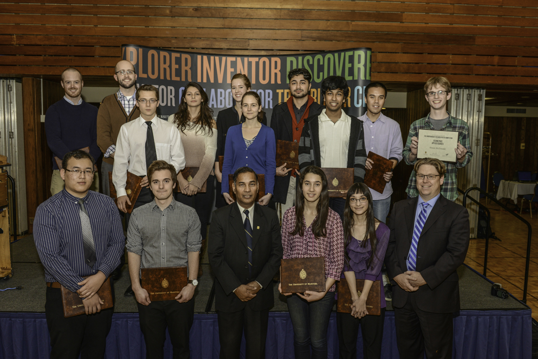 Winners of the Undergraduate Research Poster Competition with university officials.