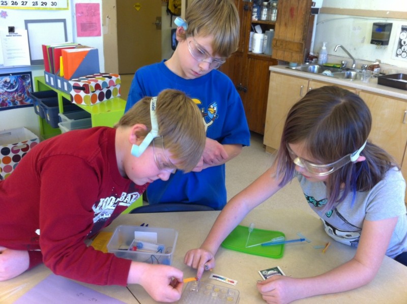 sudent practice science in classroom