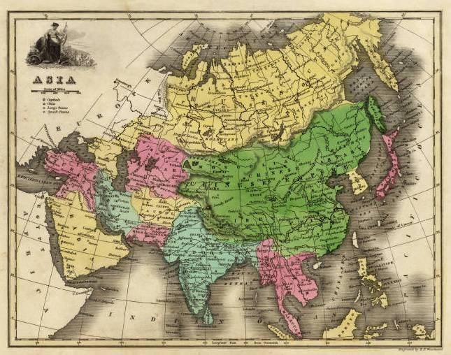 Historical map of Asia, dated 1842