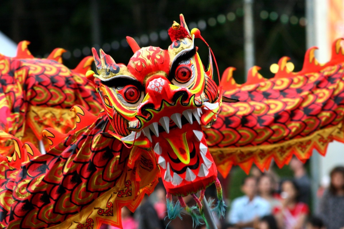 a Chinese dragon in a parade