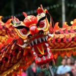 a Chinese dragon in a parade