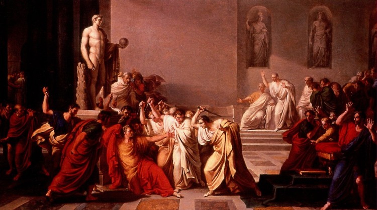 Vincenzo Camuccini, "Morte di Cesare", 1798, a paiinting showing the murder of Caesar