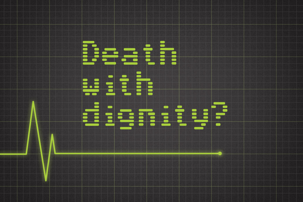 an illustartion of a heart monitor going to a flatline