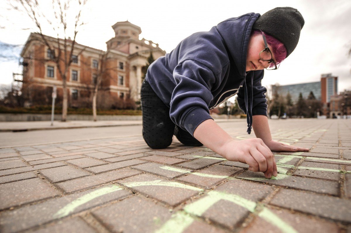 The student group Active Minds kicks off Mental Health Awareness Week with its chalk campaign.