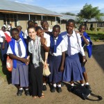 Virginia Robinson with some of the school kids in Tanzania.