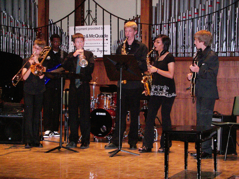 students perform on stage at Jazz camp