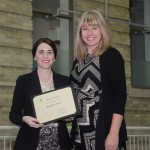 Hospital Preceptor of the year, Jennifer Fotti (left), receiving her award from Miss Kelly Brink, College of Pharmacy