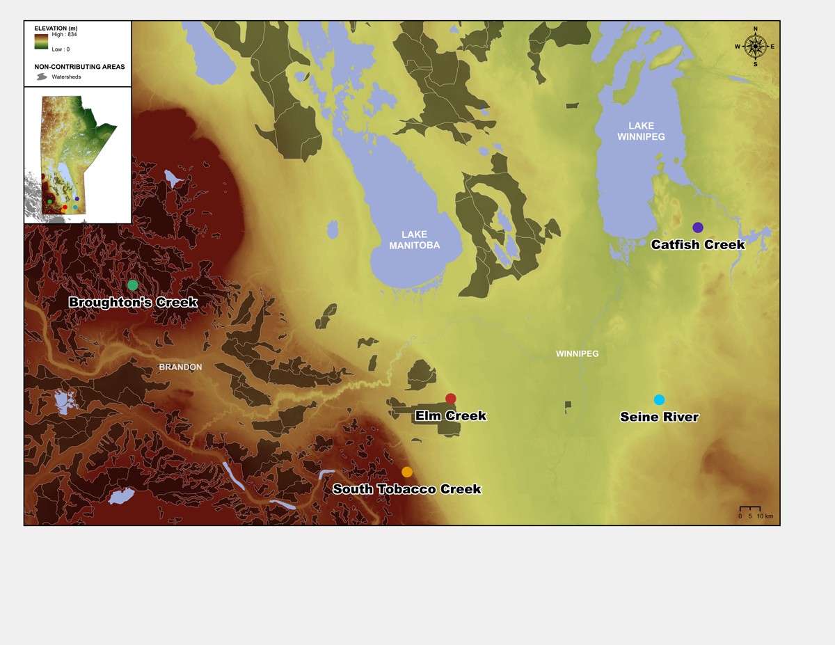 Network of Manitoba-based hydrological observatories for surface and subsurface runoff investigations