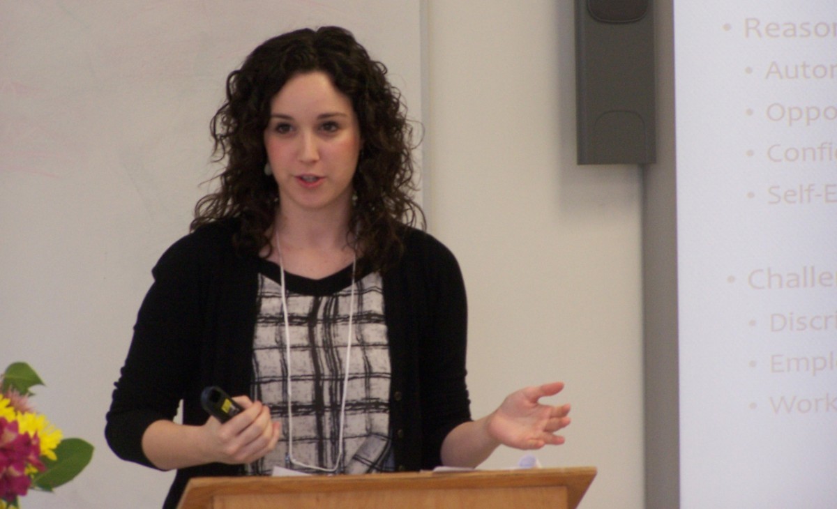 Melanie Baruch presented her research on 'The Business of Therapy' during this year's Graduate Student Symposium.