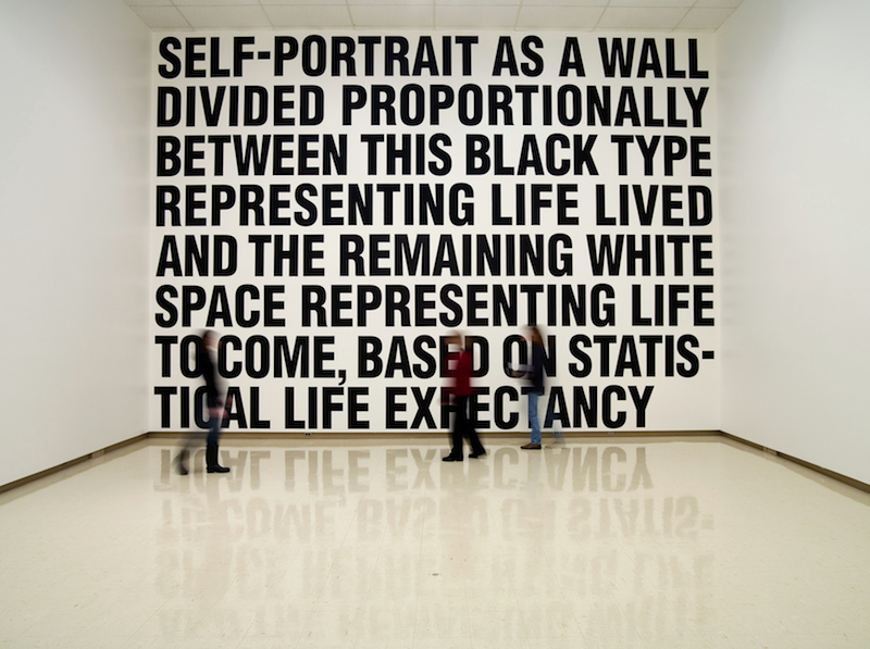 Micah Lexier, Self-portrait as a Wall Text, 1998, vinyl on existing wall, 6.1 x 8.53 m, installation view at the Owens Art Gallery, Sackville, 2007. Photo: Roger Smith, courtesy of the Owens Art Gallery, Sackville and Birch Contemporary, Toronto
