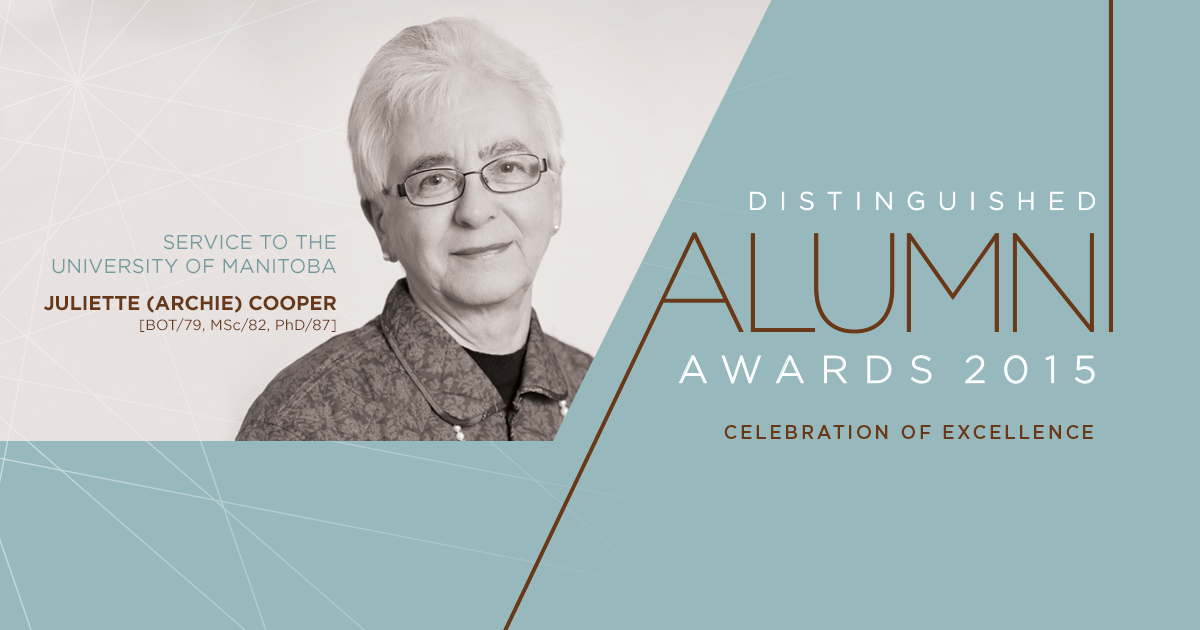 Juliette (Archie) Cooper, 2015 Distinguished Alumni Award, Service to the University of Manitoba