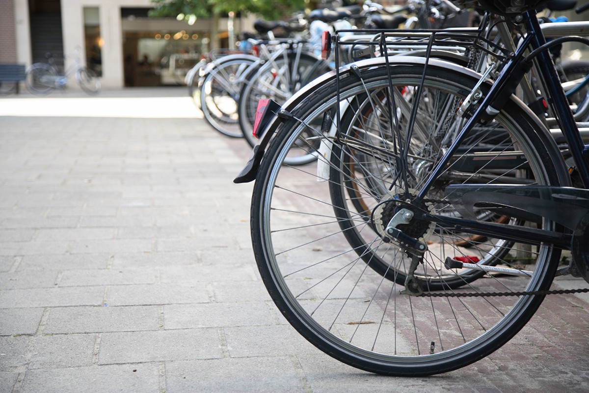 Bikes parked at bike racks