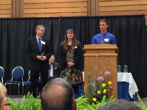 Michael Wilton recognizes Linda Wilton and Brian Oleson at Student Teacher Recognition