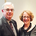 President and Vice-Chancellor, David Barnard with alumna Marie Smtih at an alumni reception in Halifax