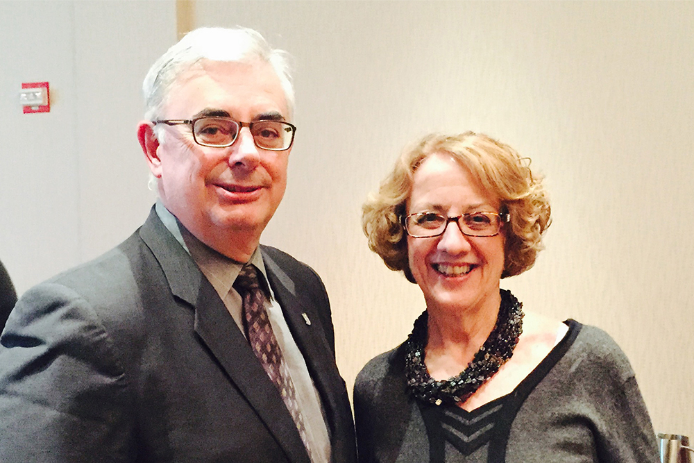 President and Vice-Chancellor, David Barnard with alumna Marie Smtih at an alumni reception in Halifax