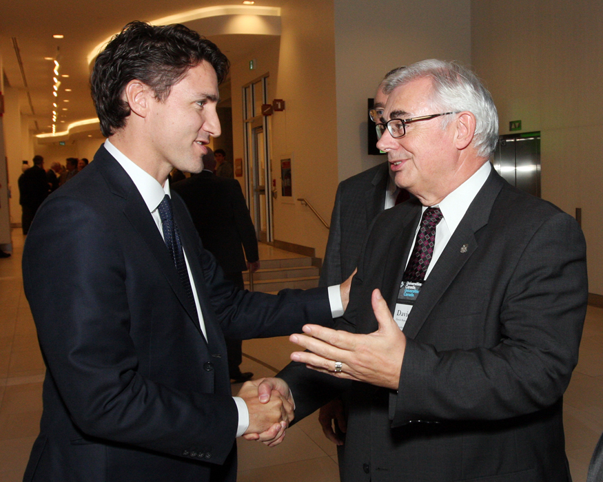 Prime Minister Justin Trudeau and U of M President and Vice-Chancellor David Barnard