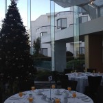 Tables are set prior to the alumni gathering in Victoria