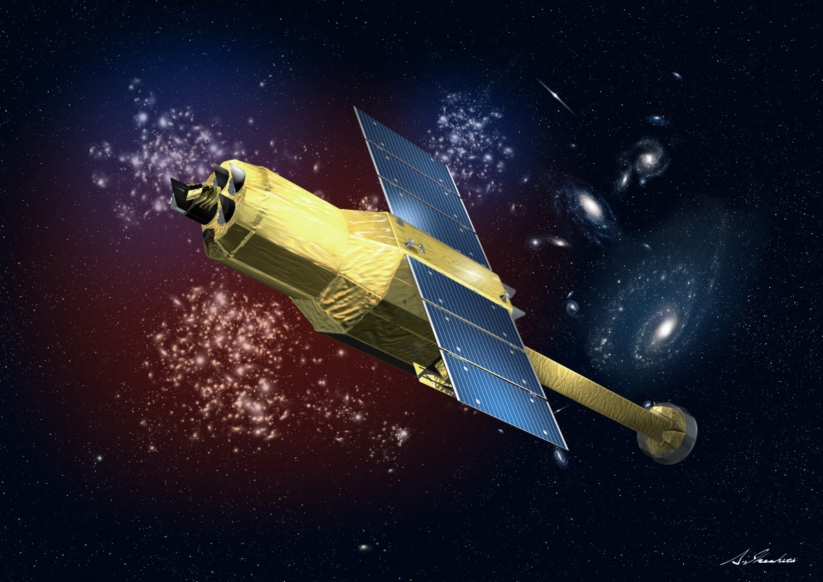 A rendering of the Astronomical Observation Satellites X-ray Astronomy Satellite "Hitomi" (ASTRO-H) // Image courtesy of the Japanese Aerospace Exploration Agency Akihiro Ikeshita