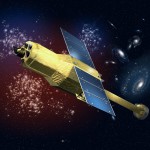 A rendering of the Astronomical Observation Satellites X-ray Astronomy Satellite "Hitomi" (ASTRO-H) // Image courtesy of the Japanese Aerospace Exploration Agency Akihiro Ikeshita
