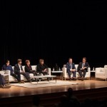 Visionary Conversations in the Community – Has Manitoba put the right value on post-secondary education? // From left to right Michael Barkman, Gervan Fearon, Kevin Settee, Jeremiah Kopp, Annette Trimbee, Heather Tulk, Alex Usher, Paul Vogt, David Barnard