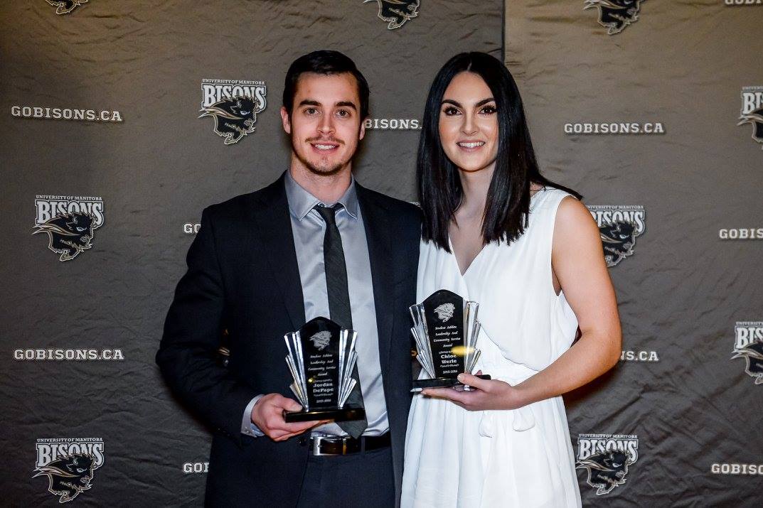 2016 Student-Athlete Leadership and Community Development Award winners Jordan DePape and Chloe Werle // Photo by Jeff Miller