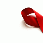 HIV/AIDS ribbon on white background
