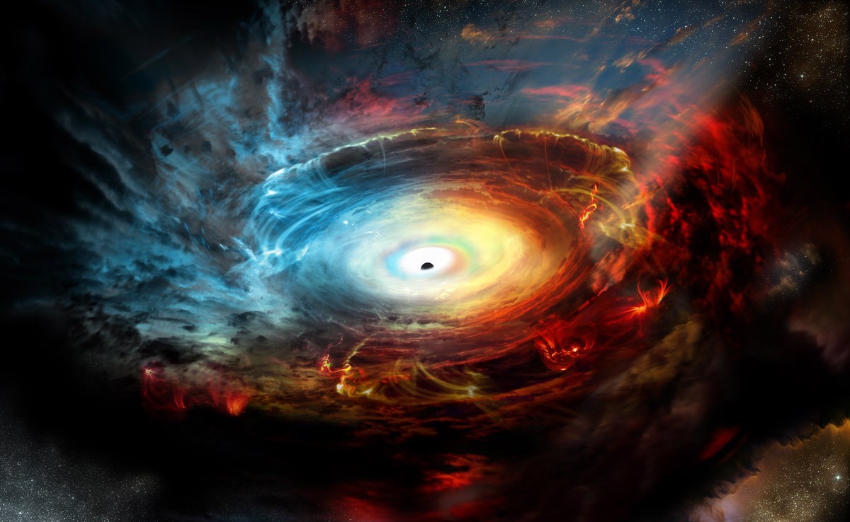 Artist impression of the heart of galaxy NGC 1068. Credit: NRAO/AUI/NSF; D. Berry / Skyworks