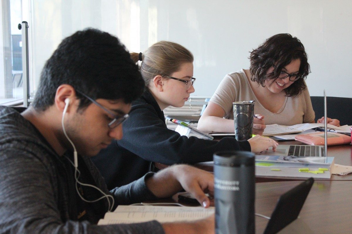 Students studying in Pembina Hall
