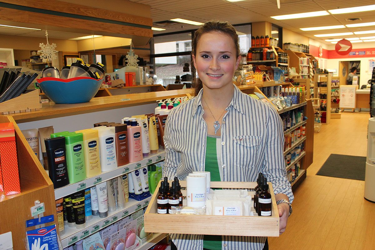 Riley Fache is fourth-year biology student in the University of Manitoba Faculty of Science who is making and marketing her own line of skin care products that are easy on the skin but also less harmful on the environment than many commercial creams and bath oils.