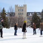 Skating on Fort Garry campus.