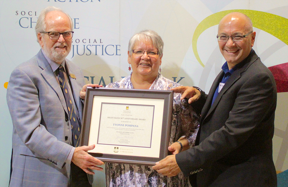 Yvonne Pompana, Helen Mann award recipient, with Jim Mulvale, Dean & Michael Hart, award nominator