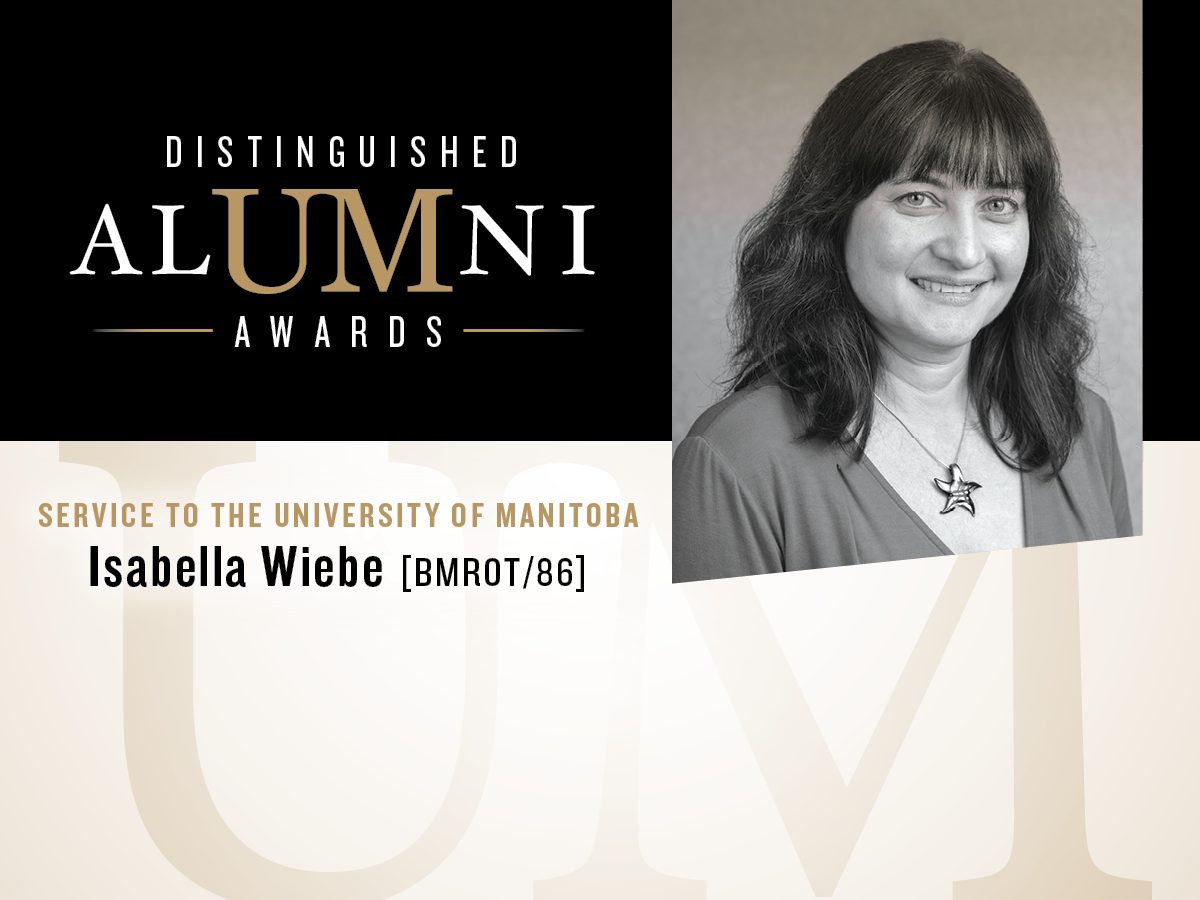 The 2017 Distinguished Alumni Award recipient for Service to the University of Manitoba is Isabella Wiebe