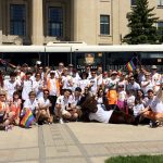 The U of M group outside of the Legislature for Pride 2016.
