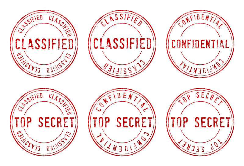 "top secret" stamps on a white background