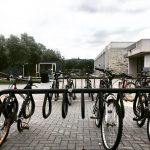 Instagram shot of bikes near the bike kiosk on campus