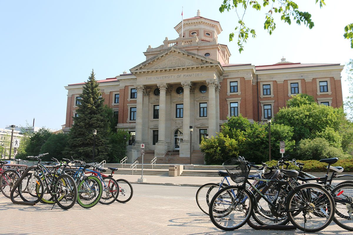 Bike racks on campus.
