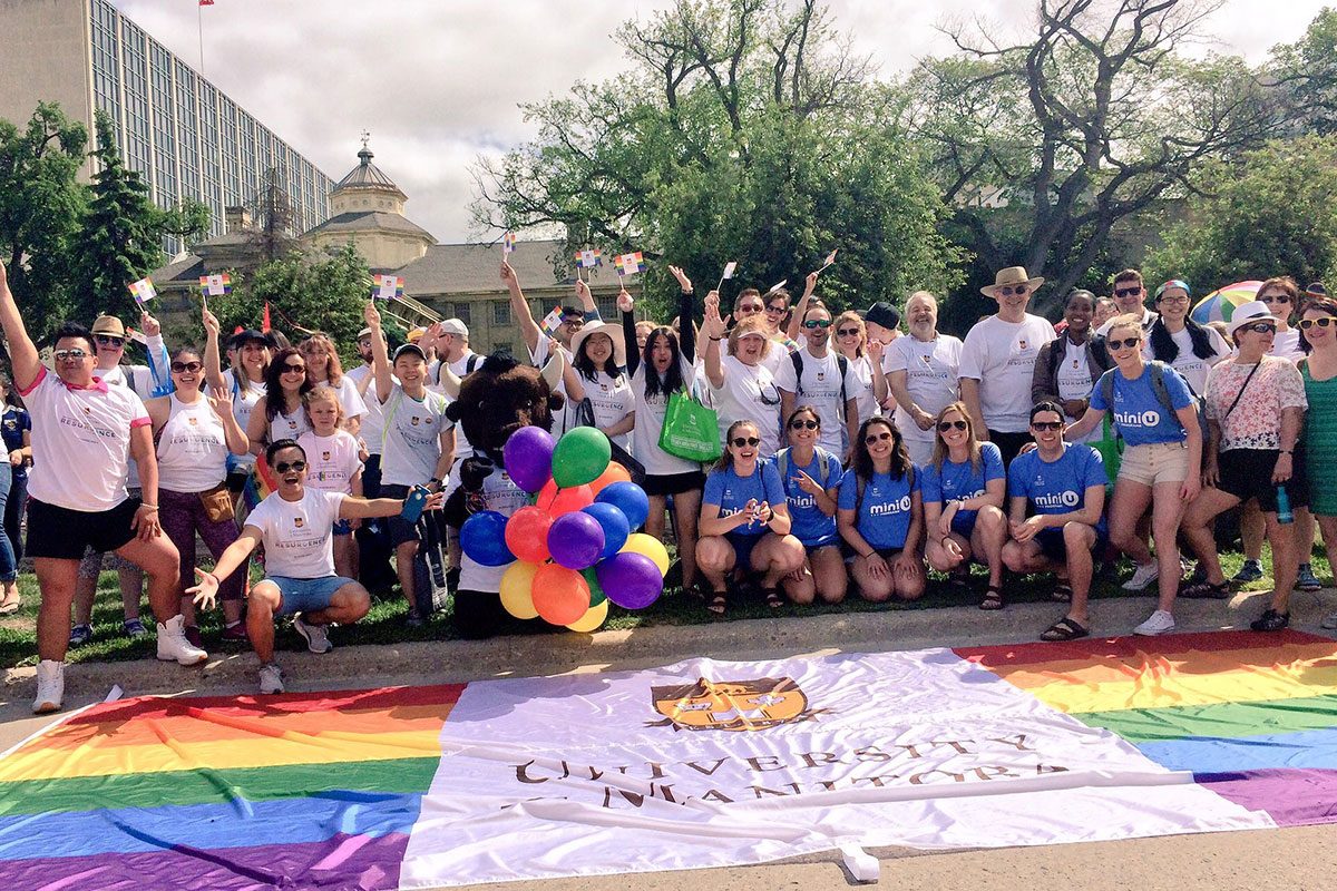 The U of M group at the 30th Annual Pride Winnipeg Parade.