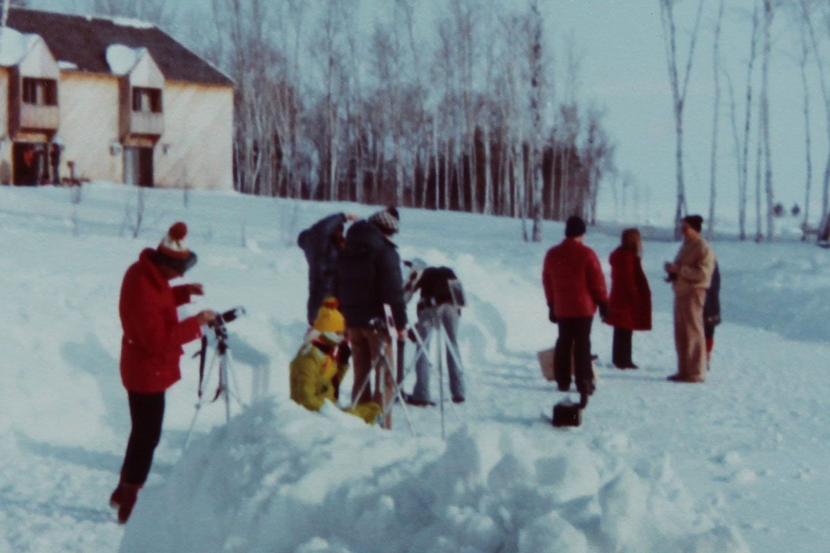 Setting up to watch the solar eclipse in Hecla in 1979.