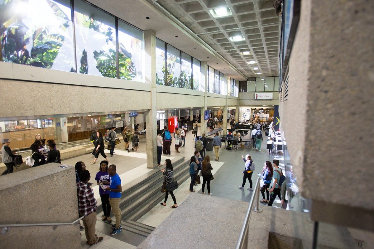 The main floor of UMSU University Centre filled with students
