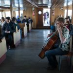 Jari Piper performs on one of Istanbul's ferries.